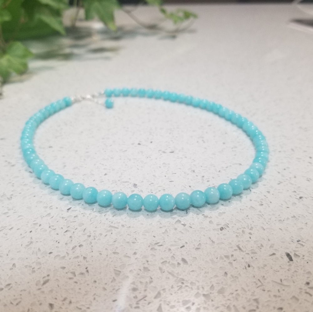 6mm AAA quality amazonite mint summer necklace
